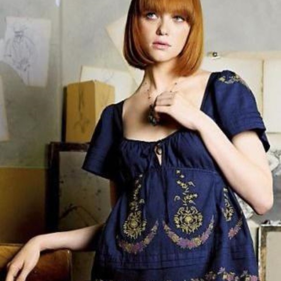 ANTHROPOLOGIE Lithe Needlepoint Peasant Top 6 - Picture 5 of 8